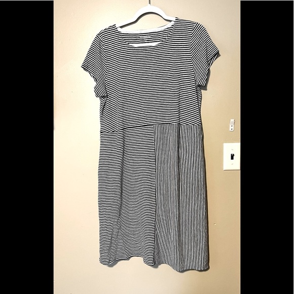 Eileen Fisher Organic Linen Striped Dress - Picture 2 of 7